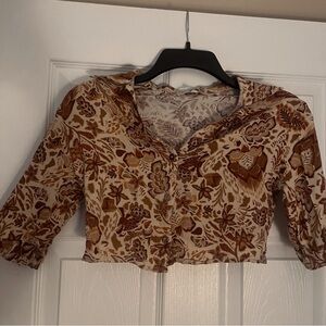 Button-Down Cropped Blouse